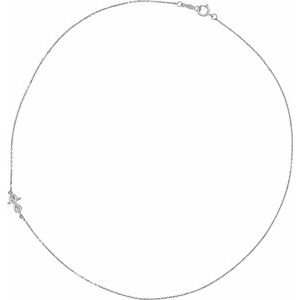 Sterling Silver Infinity-Inspired Off-Center Sideways Cross 16" Necklace