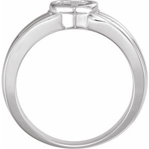 14K White Gold Heart & Cross Ring