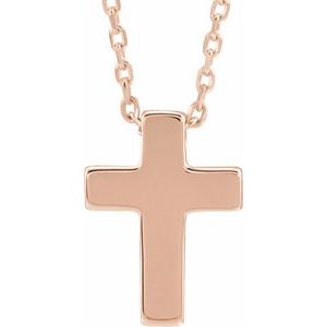 14K Rose Gold Petite Cross 16-18" Necklace