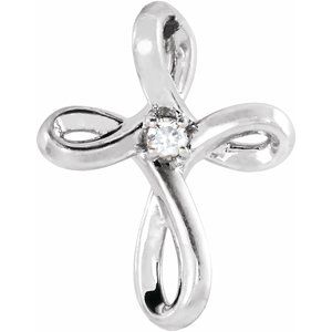 14K White Gold .015 CTW Natural Diamond Cross Pendant