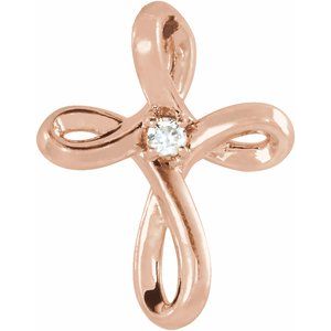 14K Rose Gold .015 CTW Natural Diamond Cross Pendant