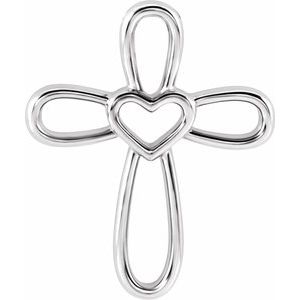 Sterling Silver Cross with Heart Pendant