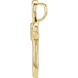 14K Yellow Gold Cross with Heart Pendant