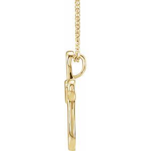 14K Yellow Gold Cross with Heart 16-18" Necklace