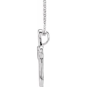 Platinum Cross with Heart 16-18" Necklace