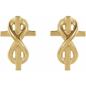 14K Yellow Gold Infinity-Inspired Cross Earrings