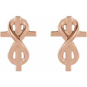 14K Rose Gold Infinity-Inspired Cross Earrings