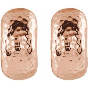 14K Rose Gold Hammered Hollow J-Hoop Earrings