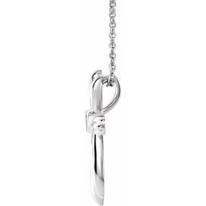 14K White Gold Natural Aquamarine Cross 16-18" Necklace