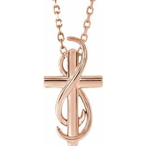 14K Rose Gold Cross 16-18" Necklace