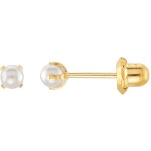 14K Yellow Imitation Cream Pearl InvernessÂ® Piercing Earrings 