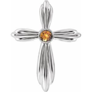 Platinum Natural Citrine Cross Pendant