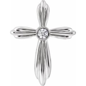 14K White Gold .06 CTW Natural Diamond Cross Pendant