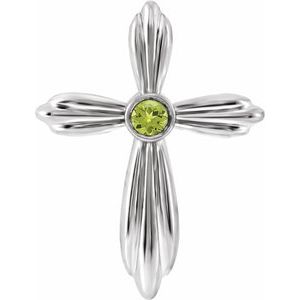 Sterling Silver Natural Peridot Cross Pendant