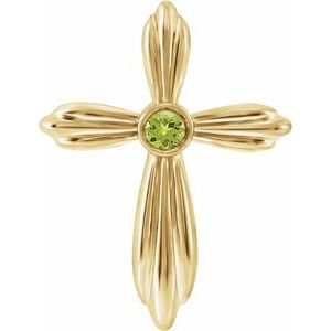14K Yellow Gold Natural Peridot Cross Pendant