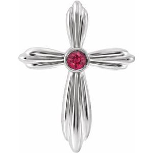 Sterling Silver Natural Ruby Cross Pendant