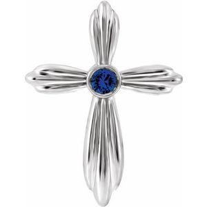 Platinum Lab-Grown Sapphire Cross Pendant