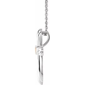 Sterling Silver Natural Citrine Cross 16-18" Necklace
