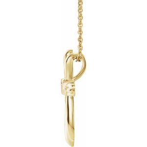 14K Yellow Gold Natural Citrine Cross 16-18" Necklace