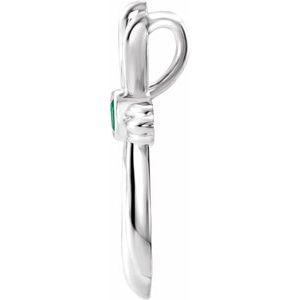 Platinum Lab-Grown Emerald Cross Pendant