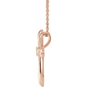 14K Rose Gold Natural Peridot Cross 16-18" Necklace