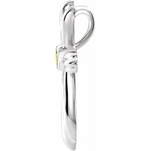 14K White Gold Natural Peridot Cross Pendant