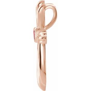 14K Rose Gold Natural Ruby Cross Pendant