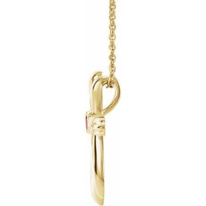 14K Yellow Gold Lab-Grown Ruby Cross 16-18" Necklace