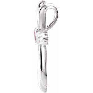 14K White Gold Natural Pink Tourmaline Cross Pendant
