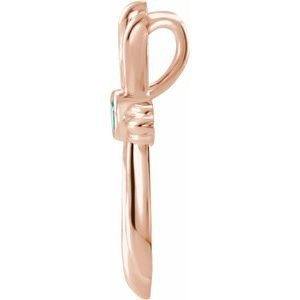 14K Rose Gold Natural Blue Zircon Cross Pendant