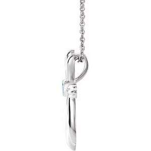 Platinum Natural Blue Zircon Cross 16-18" Necklace