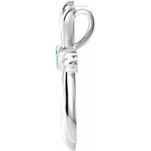 Sterling Silver Natural Blue Zircon Cross Pendant