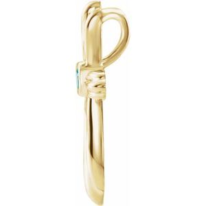 14K Yellow Gold Natural Blue Zircon Cross Pendant