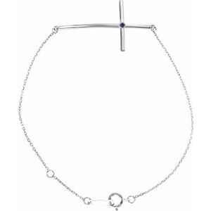 Platinum Natural Alexandrite Sideways Cross 7-8" Bracelet