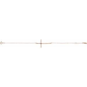 14K Rose Gold Natural Amethyst Sideways Cross 7-8" Bracelet