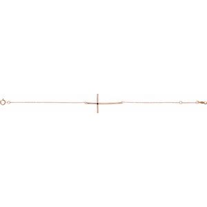 14K Rose Gold Natural Blue Sapphire Sideways Cross 7-8" Bracelet