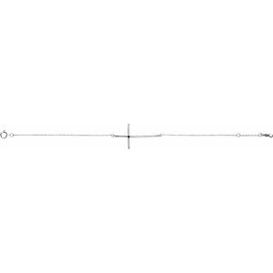Platinum Natural Blue Sapphire Sideways Cross 7-8" Bracelet