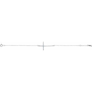 14K White Gold Natural Blue Zircon Sideways Cross 7-8" Bracelet