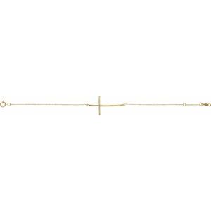 Sterling Silver Natural Blue Zircon Sideways Cross 7-8" Bracelet