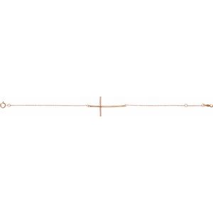 14K Rose Gold Natural Citrine Sideways Cross 7-8" Bracelet