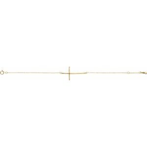 14K Yellow Gold Natural Citrine Sideways Cross 7-8" Bracelet