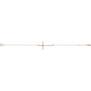 14K Rose Gold Natural Emerald Sideways Cross 7-8" Bracelet