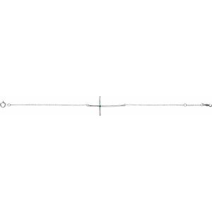 Platinum Natural Emerald Sideways Cross 7-8" Bracelet