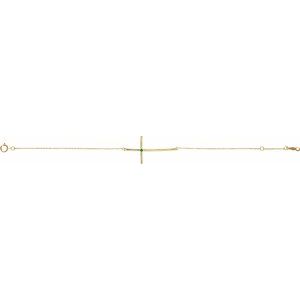 14K Yellow Gold Natural Emerald Sideways Cross 7-8" Bracelet