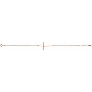 14K Rose Gold Natural Mozambique Garnet Sideways Cross 7-8" Bracelet