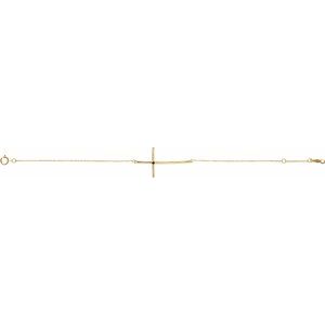 14K Yellow Gold Natural Mozambique Garnet Sideways Cross 7-8" Bracelet
