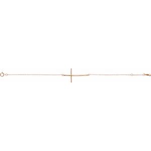 14K Rose Gold Natural Peridot Sideways Cross 7-8" Bracelet