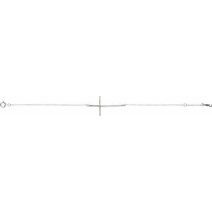 Platinum Natural Peridot Sideways Cross 7-8" Bracelet