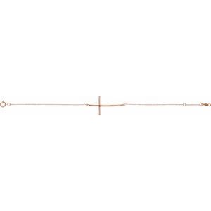 14K Rose Gold Natural Ruby Sideways Cross 7-8" Bracelet