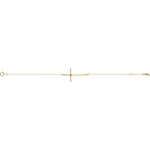 14K Yellow Gold Natural Ruby Sideways Cross 7-8" Bracelet